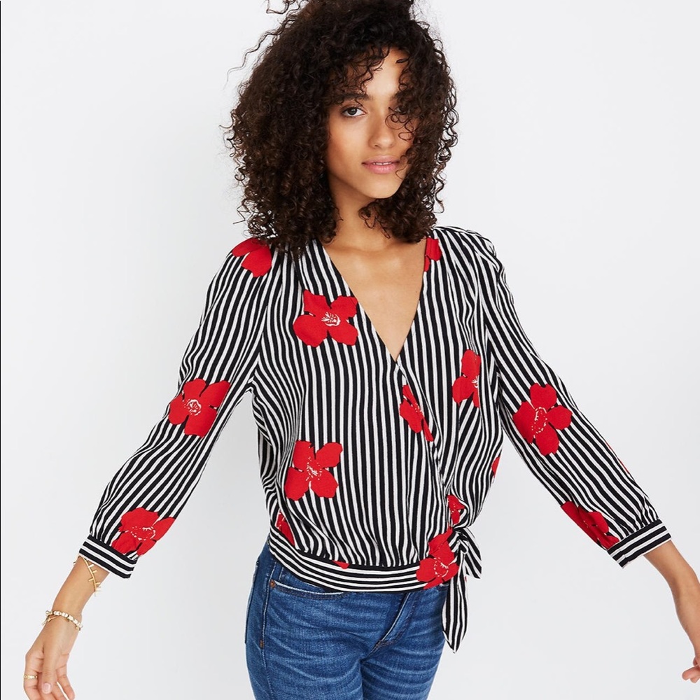 Madewell Orchid Wrap Blouse sz M (NWT)